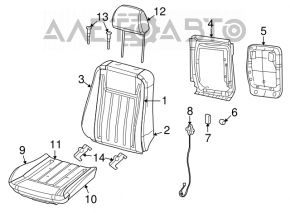 Dodge Challenger 2014 pre-restyling passenger seat, without airbag, black cloth with gray insert