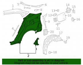 Quarter wing rear right Toyota Prius 50 19-22 under BSM