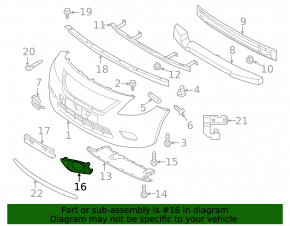 Front right fog light frame Nissan Versa 15-19 usa rest chrome