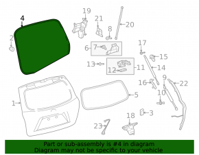 Rubber seal for the tailgate of a Toyota Highlander 2008-2013