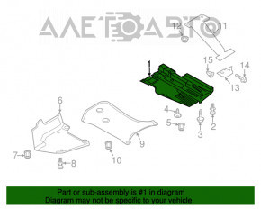 Right underbody protection Audi A4 B8 13-16 no fragment, tears