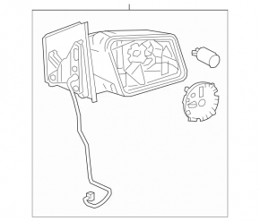 Side mirror right Mercedes GLA 15-20 7+4 pins, without auto-fold, turn signal, white, cracks in turn signal glass