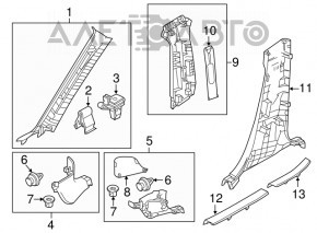 Front pillar trim upper right Mazda 6 13-17 plastic gray