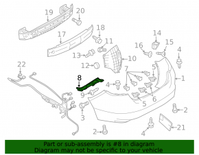 Upper left rear bumper mount for Mazda 6 09-13