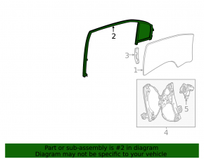 Window with glass seal front right Chevrolet Volt 11-15