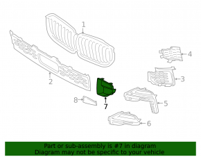 Lower grille of the front bumper, central left, BMW X5 G05 19-23 pre-rest, M package