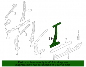 The central right body pillar of Subaru XV Crosstrek 13-17 is sawn off