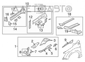 Side member front left Subaru Impreza 17-23 GK