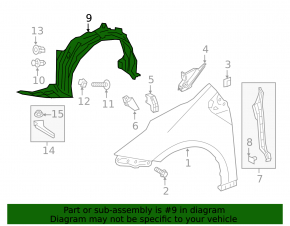 Front right mudguard Toyota Prius 50 Prime 17-18 complete 2 parts