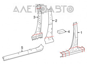 Body pillar central left Toyota Highlander 14-19 corrosion, sawed off