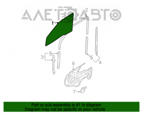 Front right door glass Hyundai Santa Fe 00-06