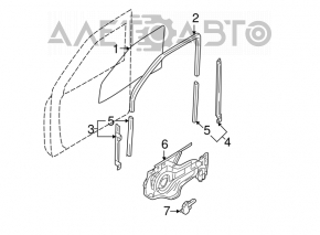 Front right door glass Hyundai Santa Fe 00-06