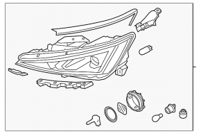 Front left headlight Hyundai Elantra AD 19-20 halogen with brackets and cover