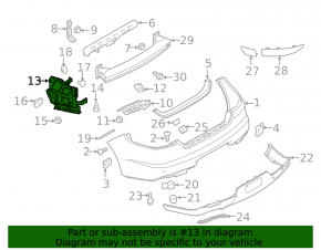 Rear bumper bracket left Porsche Panamera 14-16