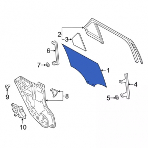 Front right door glass for Ford Explorer 20-23