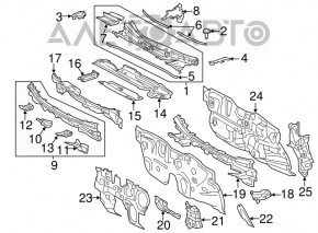 Plastic windshield wiper grille Toyota Prius 50 Prime 17-22, torn seal