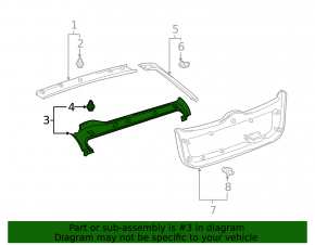 Trunk door trim central Toyota Prius 20 04-09 black