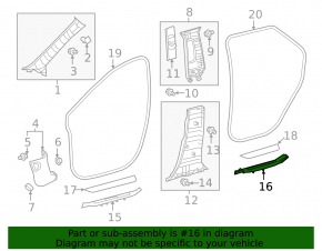 Door sill trim inner rear right Lexus RX350 RX450h 16-22 brown, with chrome, scratches