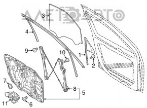 Front right glass seal Porsche Cayenne 958 11-17