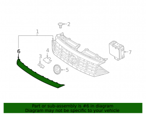 Upper grille molding for VW Jetta 19-21