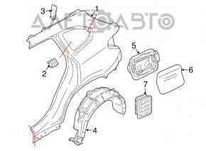 Quarter wing rear right BMW X1 F48 16-22 blue, on the body, bumper