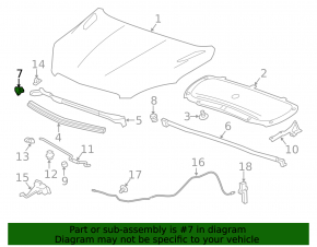 Right hood bumper Chevrolet Trax 15-22 on the hood