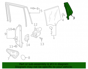 Door glass triangle rear left VW Tiguan 18-24 tinted, broken guide