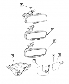 Jeep Grand Cherokee WK2 14-21 interior mirror cover assembly, black, for high beam, used