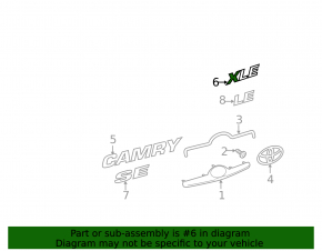 Toyota Camry v40 trunk lid XLE emblem