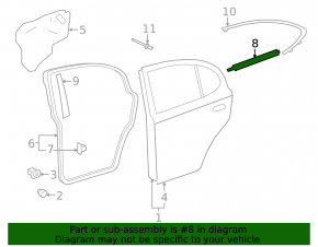 Molding door-glass central rear right Lexus IS250 IS350 06-13 chrome