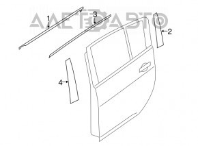Molding door-glass central rear right Nissan Leaf 18-matt