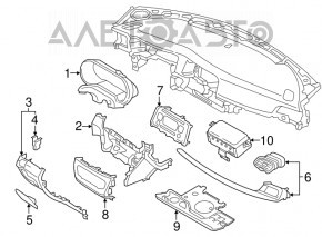 Dashboard trim driver's knees Kia Optima 16-18 gray