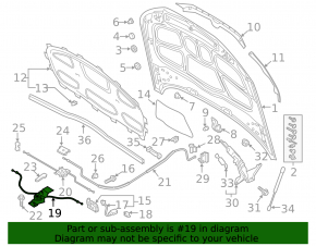 Hood lock release handle under the hood Audi A5 F5 17-