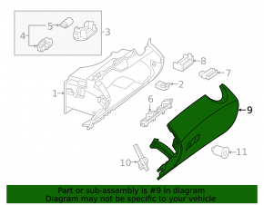 Glove box, glove compartment Mercedes C-class W205 15-18 black