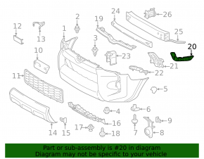 Right front bumper mount for Toyota 4Runner 14-24 rest.