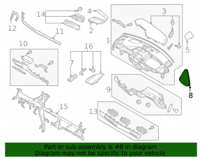 Front panel trim side left Hyundai Sonata 20- gray