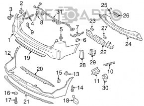 Kia Sorento 2014-2015 bare rear bumper, lower part