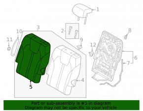 Rear seat back trim, 2nd row, left, Kia Sorento 21-24 HEV, PHEV, perforated, gray leather