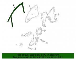 Front left glass seal Audi Q5 8R 09-17