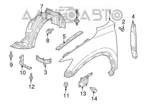 Front left wing bracket Mazda 3 14-18 BM
