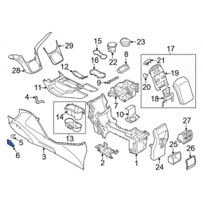 Ford Escape MK3 17-19 right center console mount cap, black