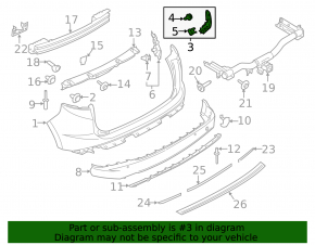 Rear bumper mount right on the wing Ford Edge 15-18 prerest