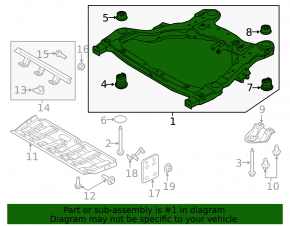 Front subframe Ford Explorer 16-19 fwd