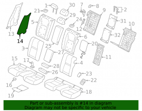 Right rear seat side bolster for Land Rover Range Rover Velar 18-20, black leather
