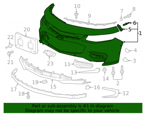 Front bumper for Chevrolet Malibu 2016-2018 (pre-restored) with parking sensors and DRL