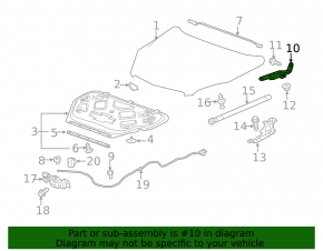 Hood hinge upper left GMC Terrain 10-17