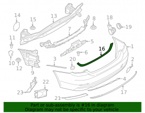 Rear bumper trim upper BMW 4 F36 15-20 Gran Coupe