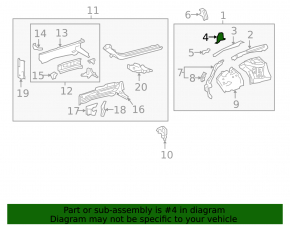 Right wing apron outer panel bracket for Toyota Prius 50 16-22