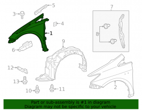 Front right wing Toyota Prius V 12-17