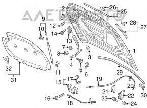 Central bonnet seal VW Golf 15-21